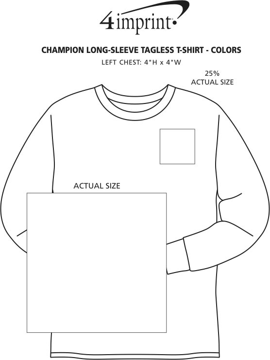 Imprint Area of Champion Long-Sleeve Tagless T-Shirt - Colors