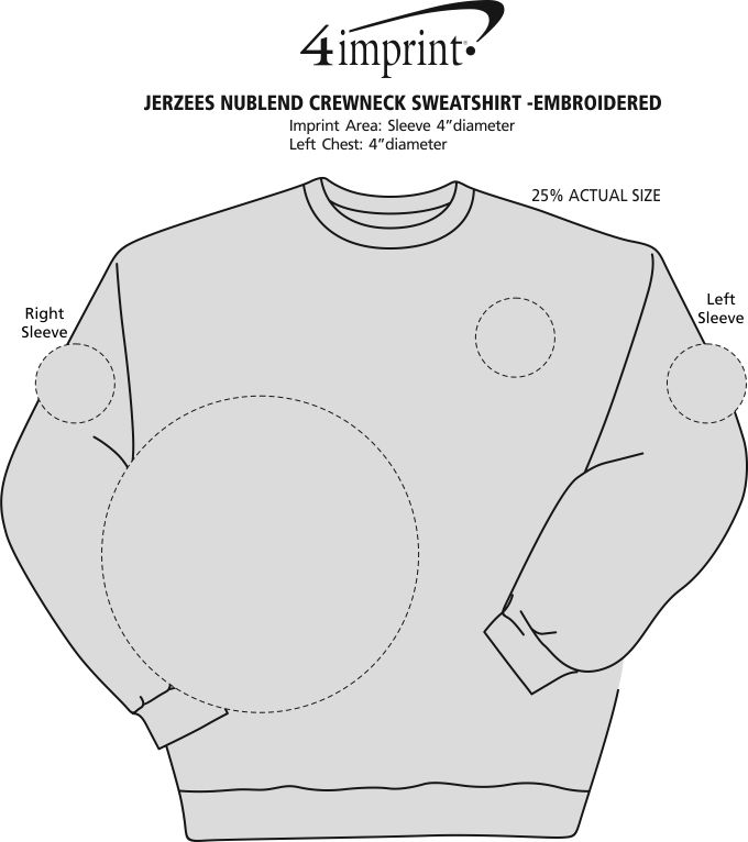 Imprint Area of Jerzees NuBlend Crewneck Sweatshirt - Embroidered
