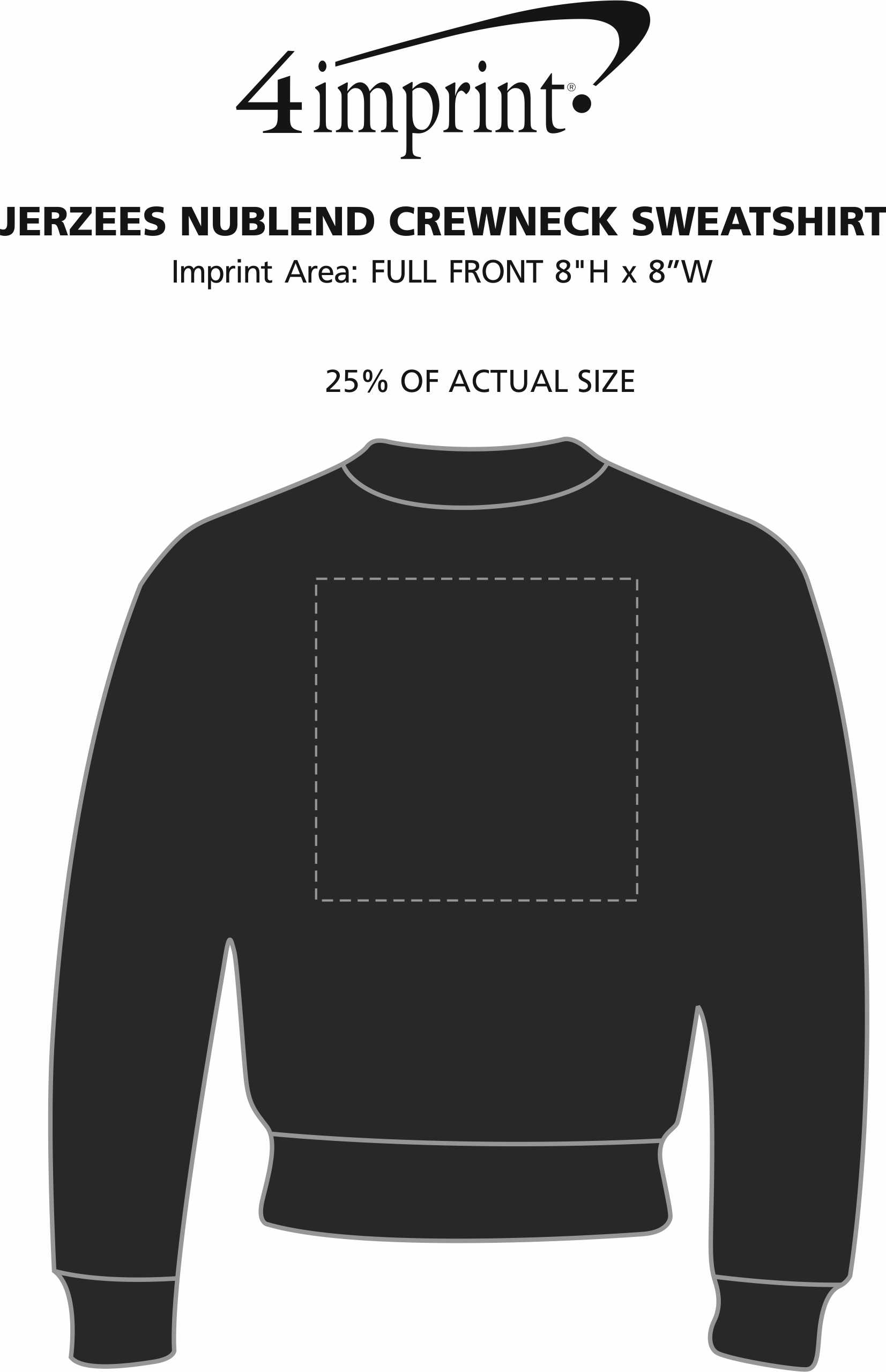 Imprint Area of Jerzees NuBlend Crewneck Sweatshirt - Youth - Screen