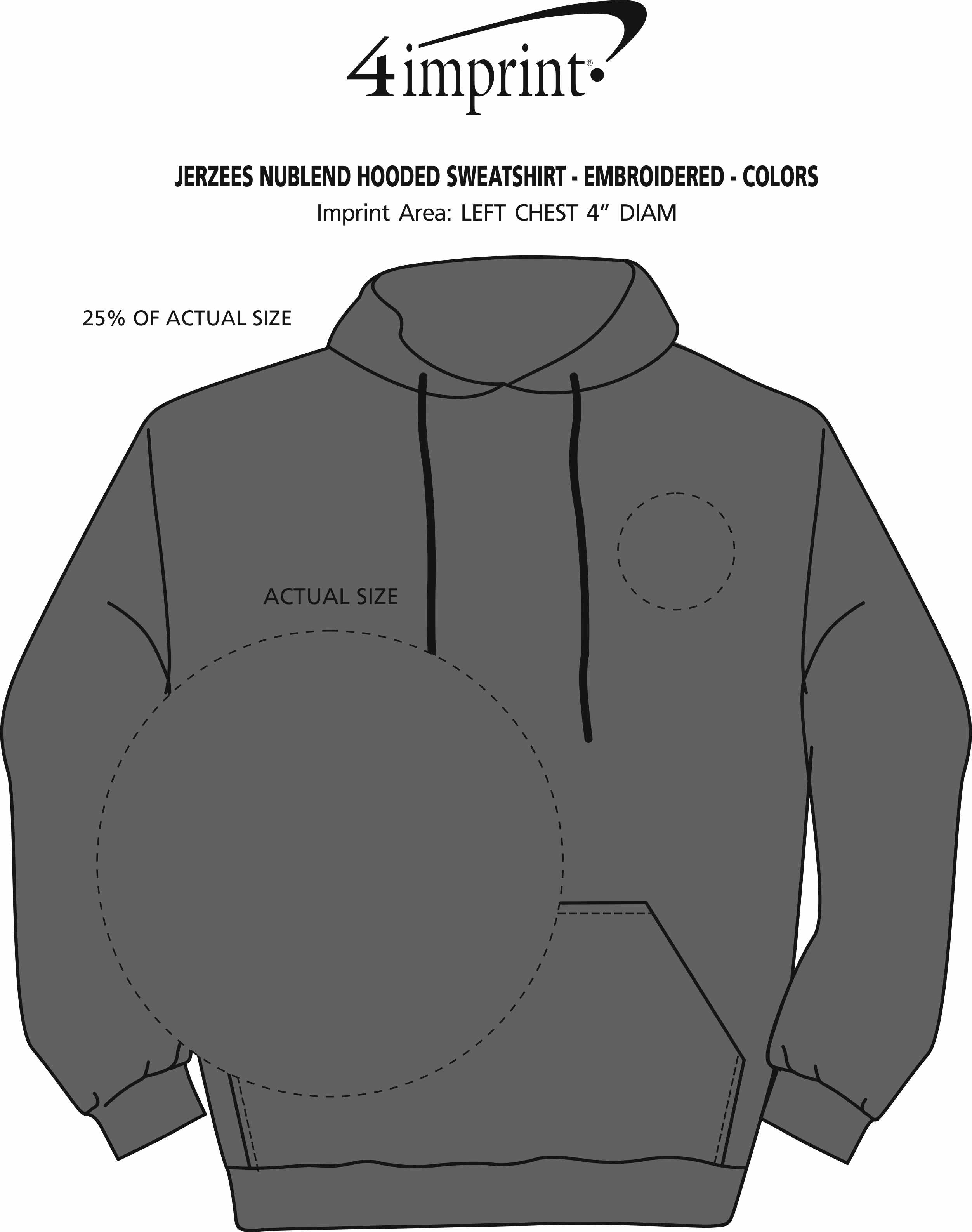 Imprint Area of Jerzees NuBlend Hooded Sweatshirt - Embroidered