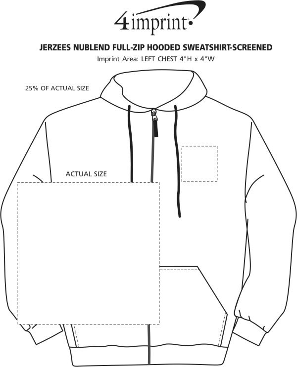 Imprint Area of Jerzees NuBlend Full-Zip Hooded Sweatshirt - Screen