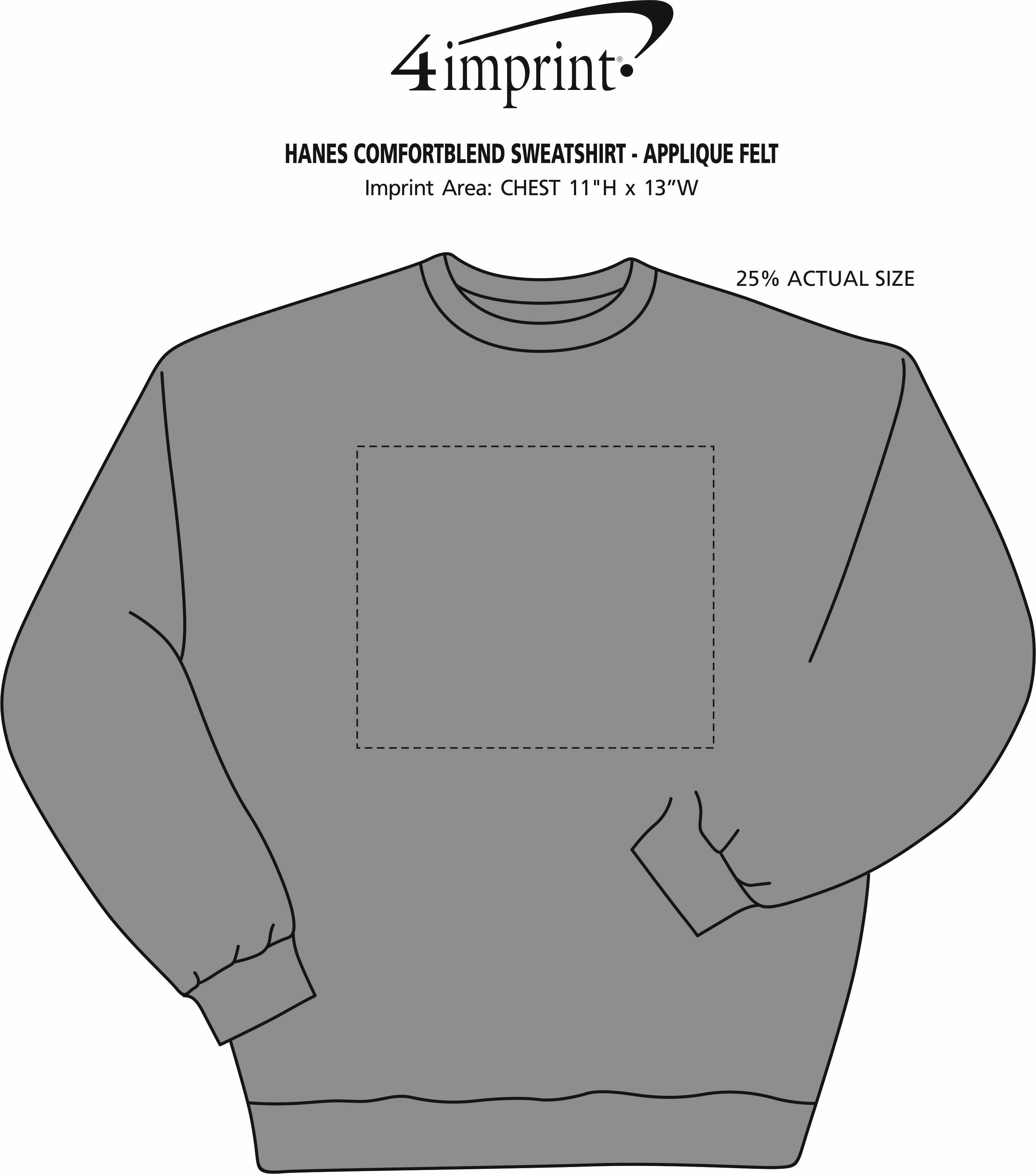 Imprint Area of Hanes ComfortBlend Sweatshirt - Applique Felt