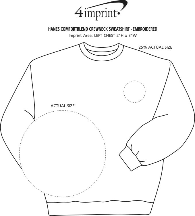 Imprint Area of Hanes ComfortBlend Sweatshirt - Embroidered