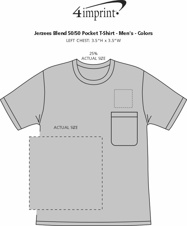 Imprint Area of Jerzees Dri-Power 50/50 Pocket T-Shirt - Men's - Colors