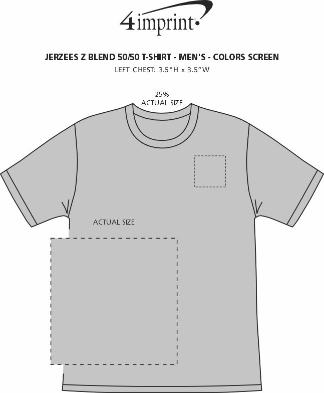 Imprint Area of Jerzees Dri-Power 50/50 T-Shirt - Men's - Colors - Screen