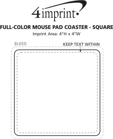 Imprint Area of Full Color Mini Mouse Pad Coaster - Square