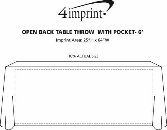 Imprint Area of Serged Open-Back Table Throw with Pocket - 6'