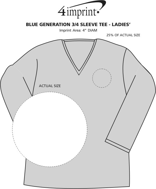 Imprint Area of Blue Generation 3/4 Sleeve Tee - Ladies'