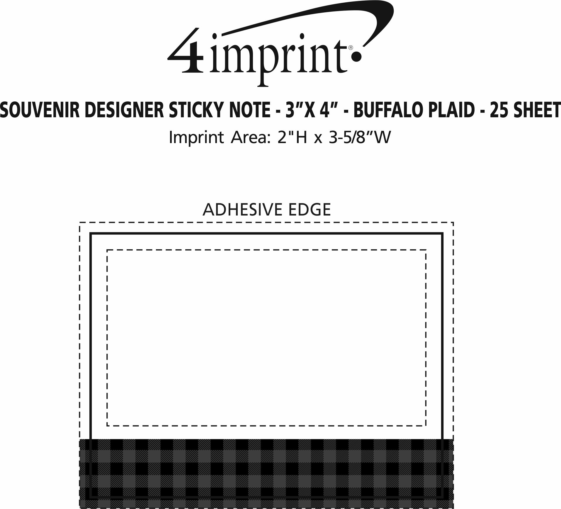 Imprint Area of Souvenir Designer Sticky Note - 3” x 4” - Buffalo Plaid - 25 Sheet