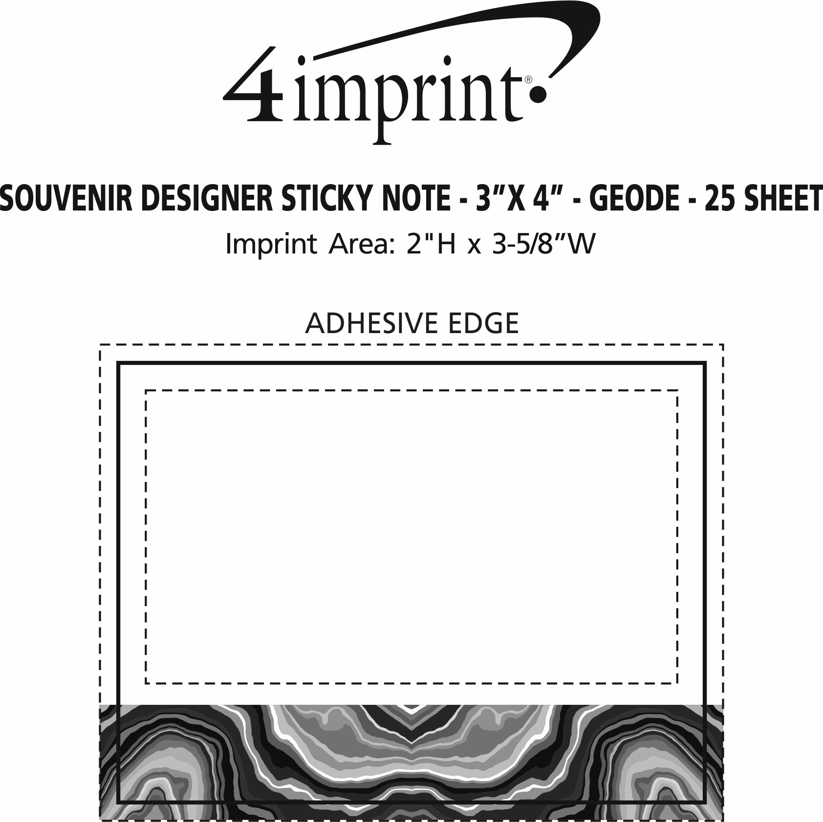 Imprint Area of Souvenir Designer Sticky Note - 3" x 4" - Geode - 25 Sheet