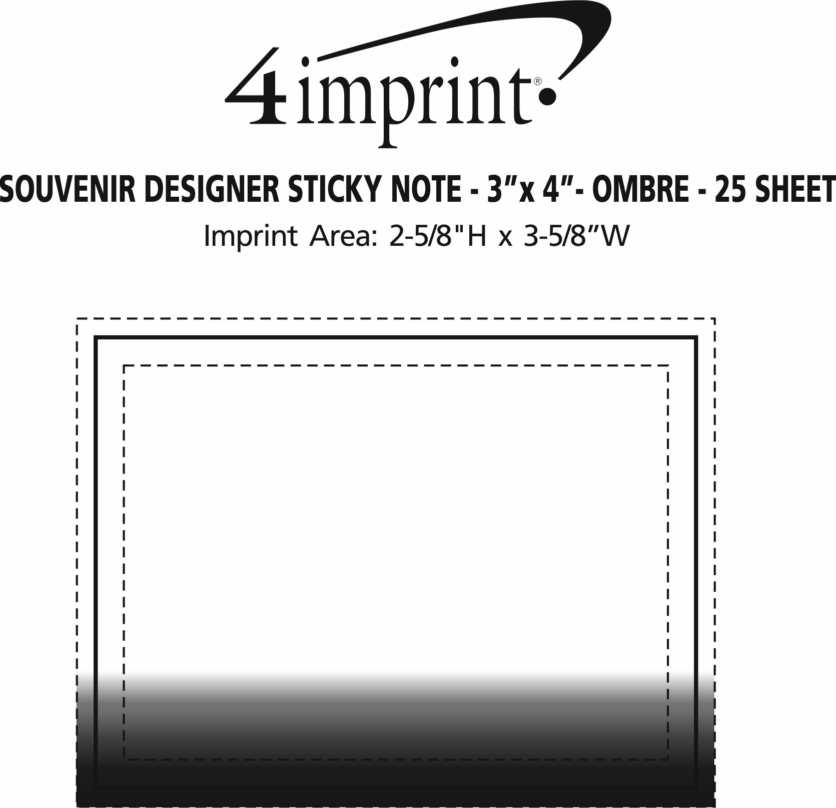 Imprint Area of Souvenir Designer Sticky Note - 3" x 4" - Ombre - 25 Sheet