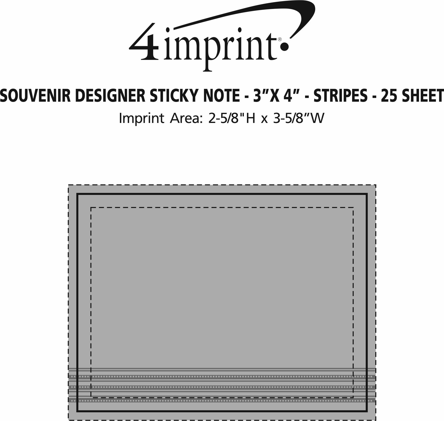 Imprint Area of Souvenir Designer Sticky Note - 3" x 4" - Stripes - 25 Sheet