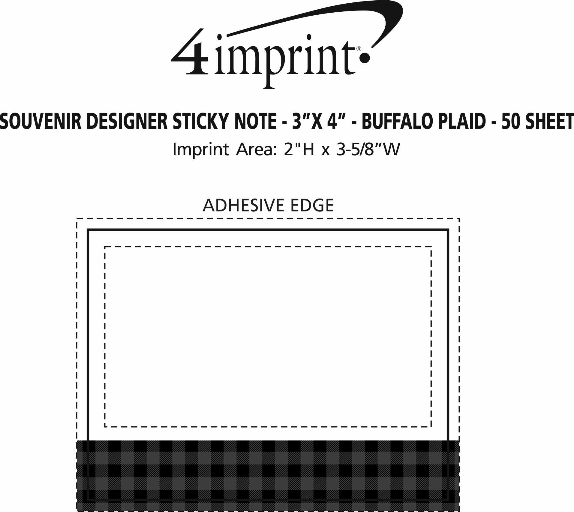 Imprint Area of Souvenir Designer Sticky Note - 3” x 4” - Buffalo Plaid - 50 Sheet