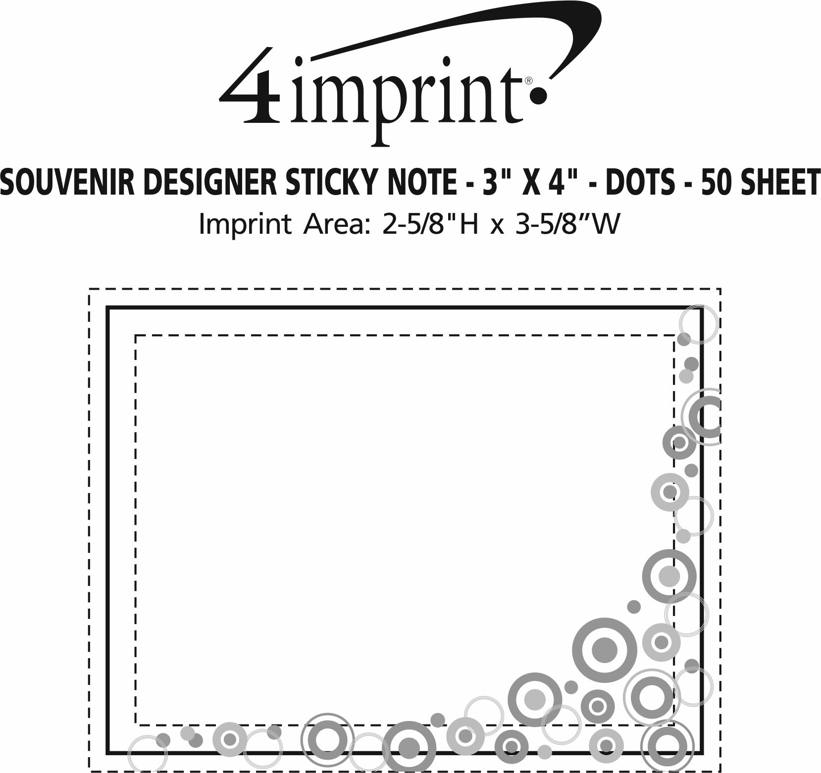 Imprint Area of Souvenir Designer Sticky Note - 3" x 4" - Dots - 50 Sheet