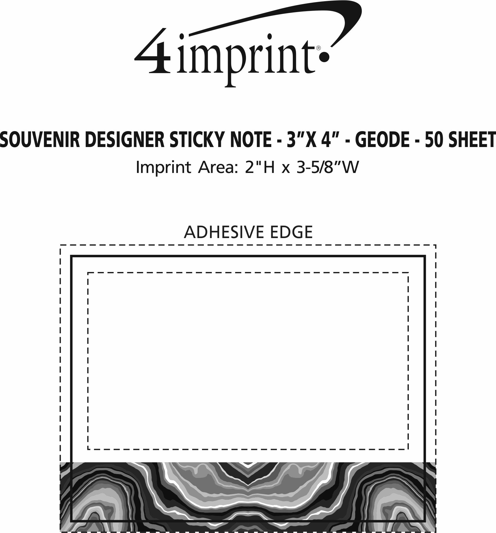 Imprint Area of Souvenir Designer Sticky Note - 3" x 4" - Geode - 50 Sheet