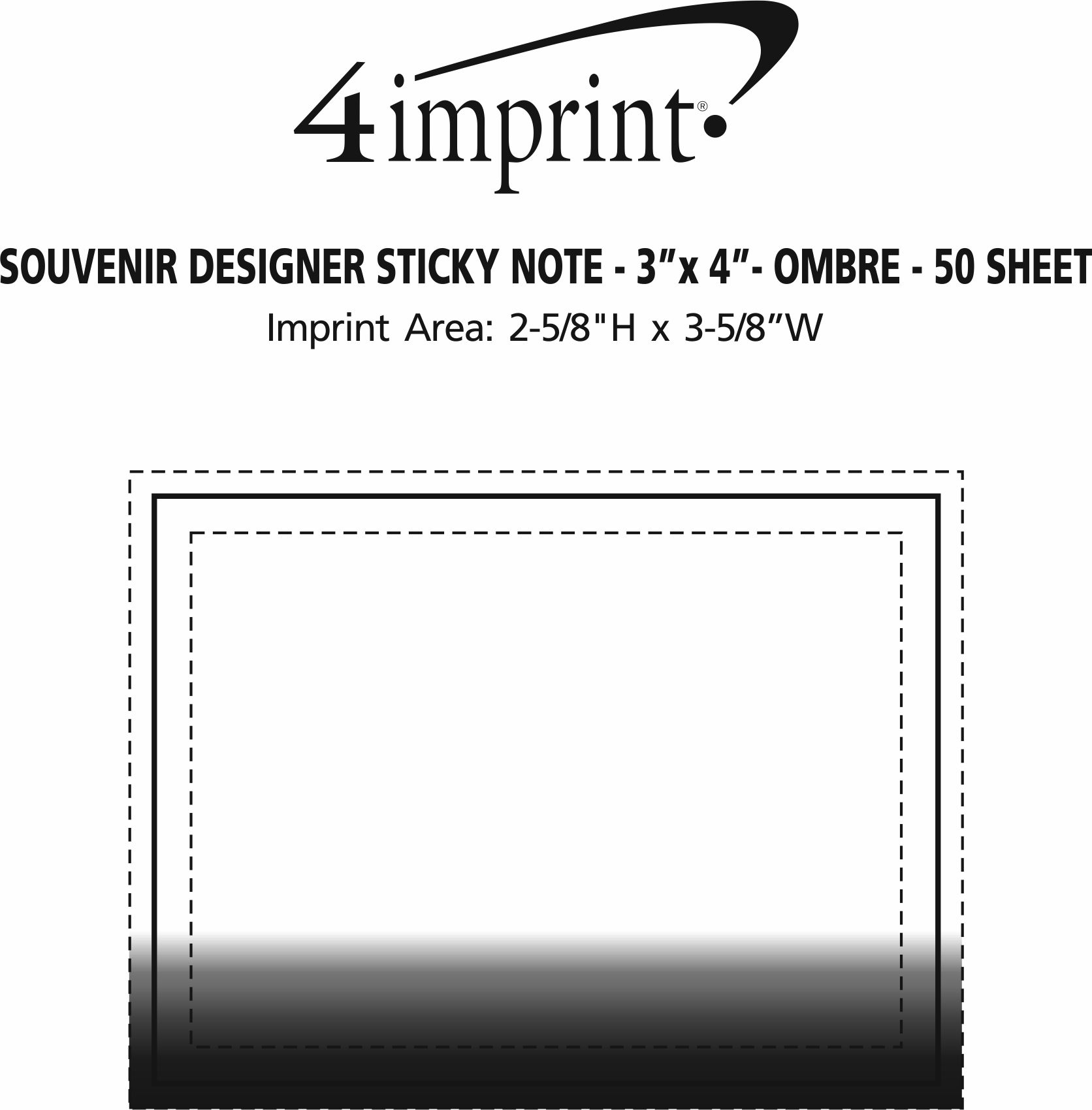 Imprint Area of Souvenir Designer Sticky Note - 3" x 4" - Ombre - 50 Sheet