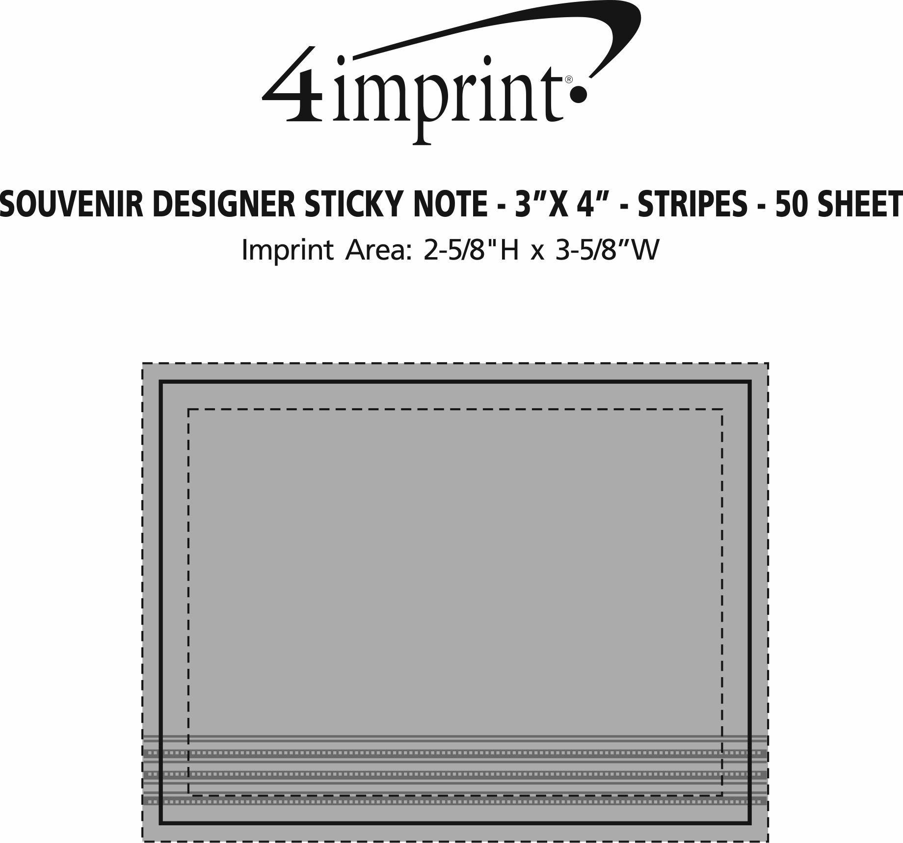 Imprint Area of Souvenir Designer Sticky Note - 3" x 4" - Stripes - 50 Sheet