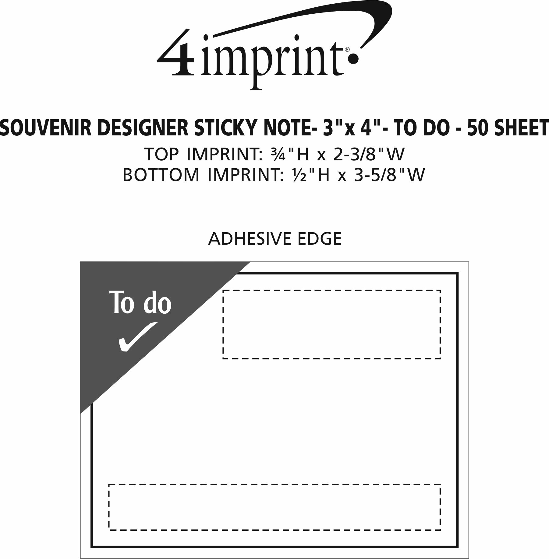 Imprint Area of Souvenir Designer Sticky Note - 3" x 4" - To Do - 50 Sheet