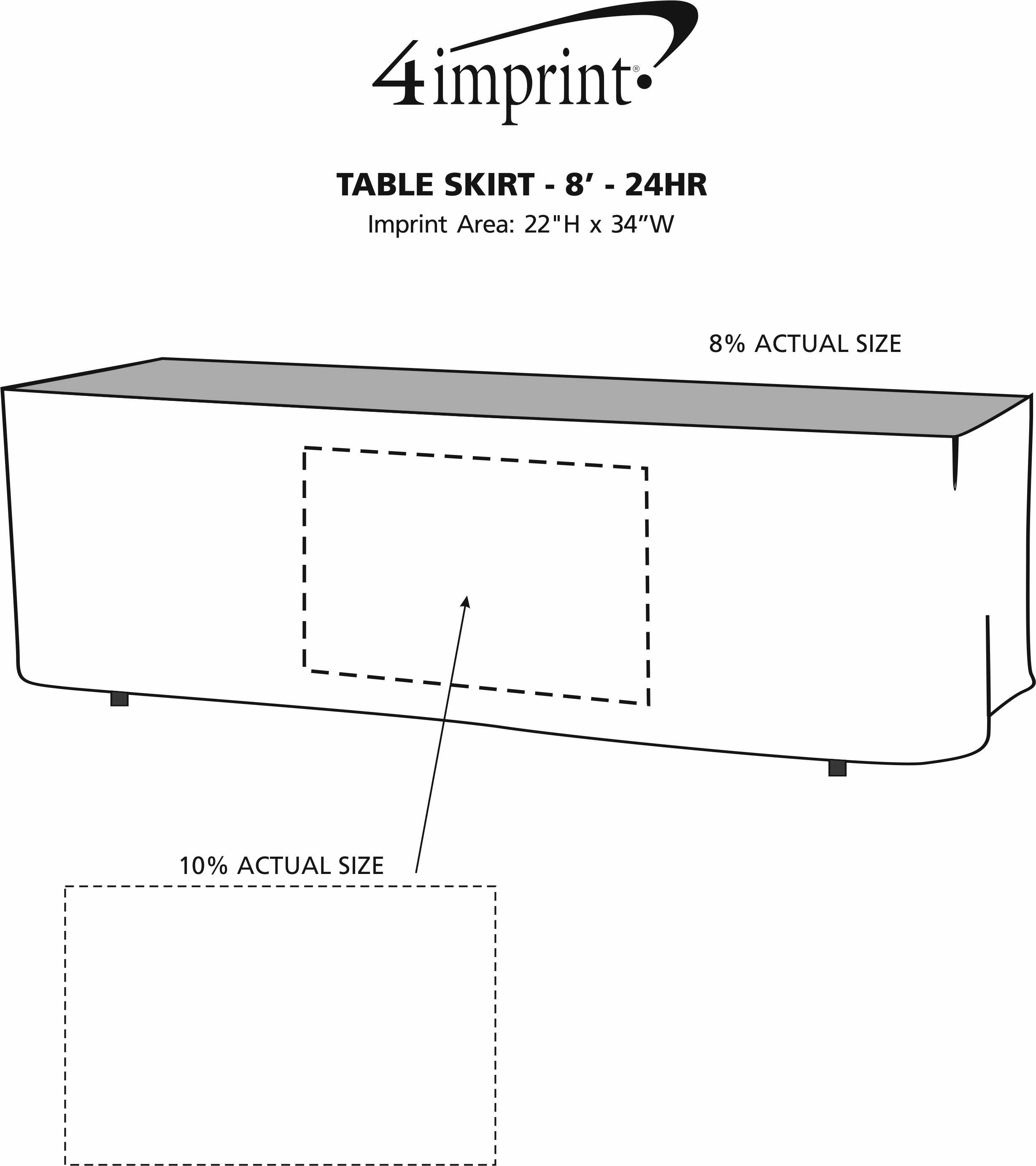 Imprint Area of Hemmed Table Skirt - 8' - 24 hr