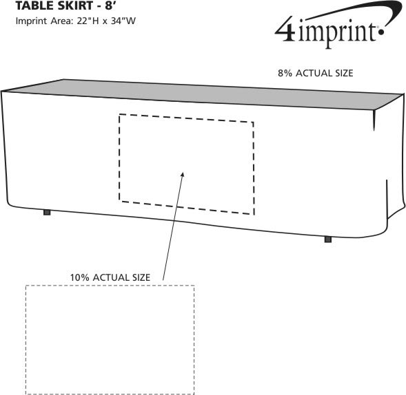 Imprint Area of Hemmed Table Skirt - 8'