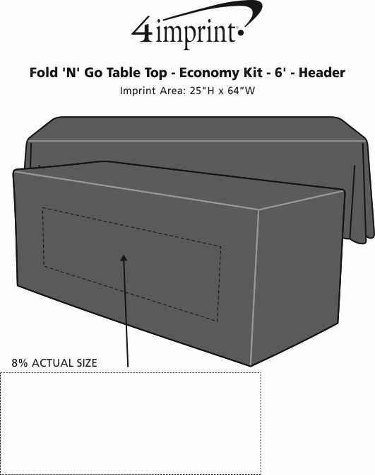 Imprint Area of Fold N Go Tabletop Display Kit - 6' - Blank