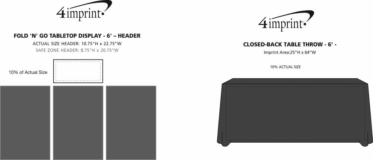 Imprint Area of Fold N Go Tabletop Display Kit - 6'- Header