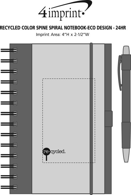 Imprint Area of Eco Design Recycled Color Spine Spiral Notebook - 24 hr