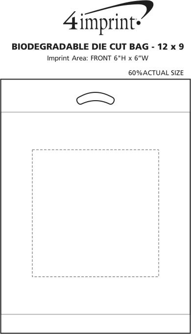 Imprint Area of Reinforced Handle Plastic Bag - 12" x 9"