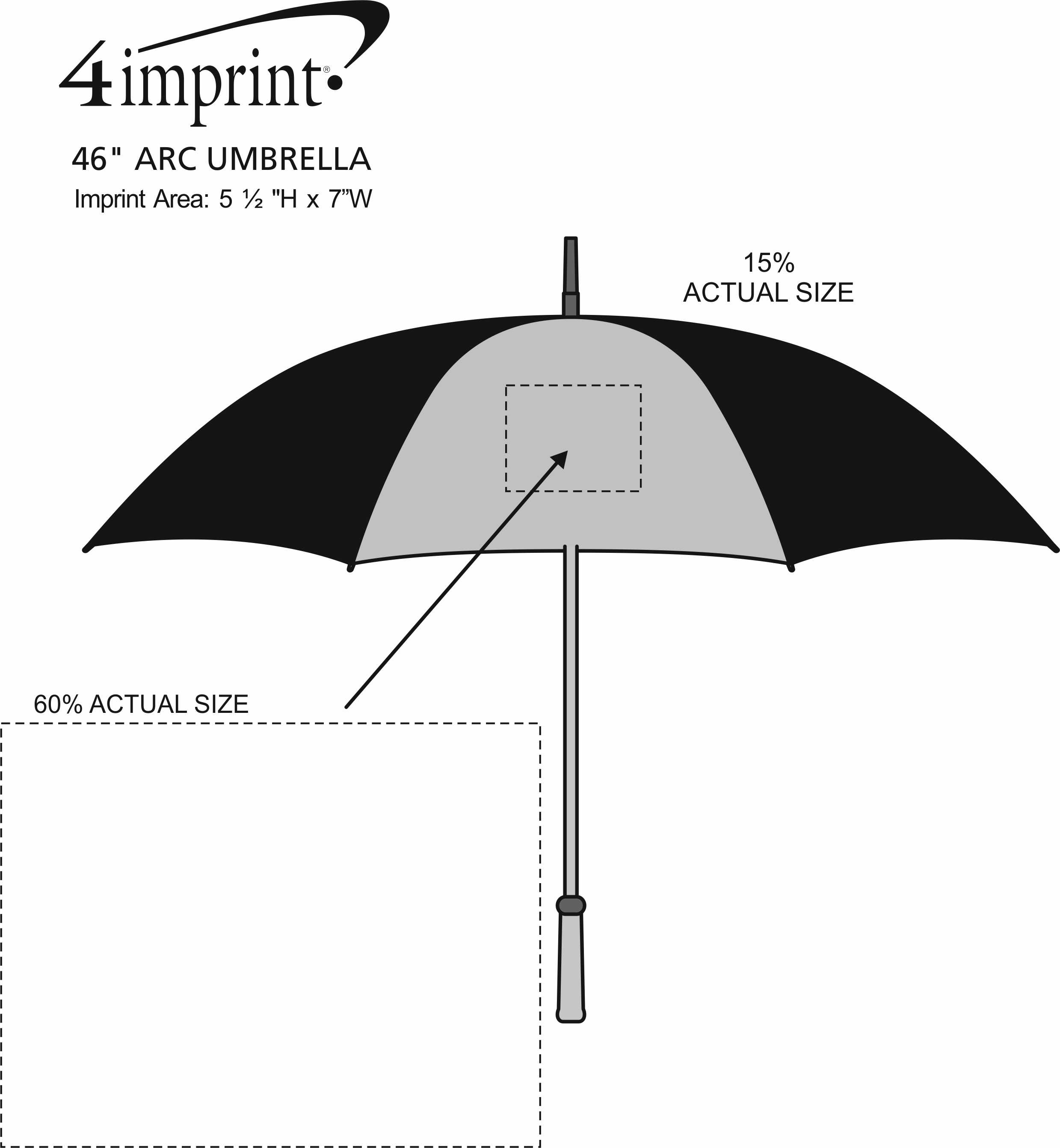 Imprint Area of Umbrella - 46" Arc