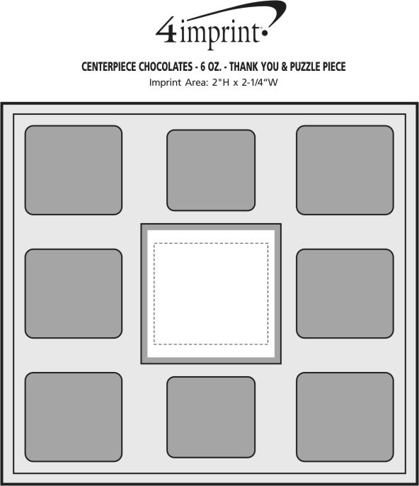 Imprint Area of Centerpiece Chocolates - 6 oz. - Thank You & Puzzle Piece