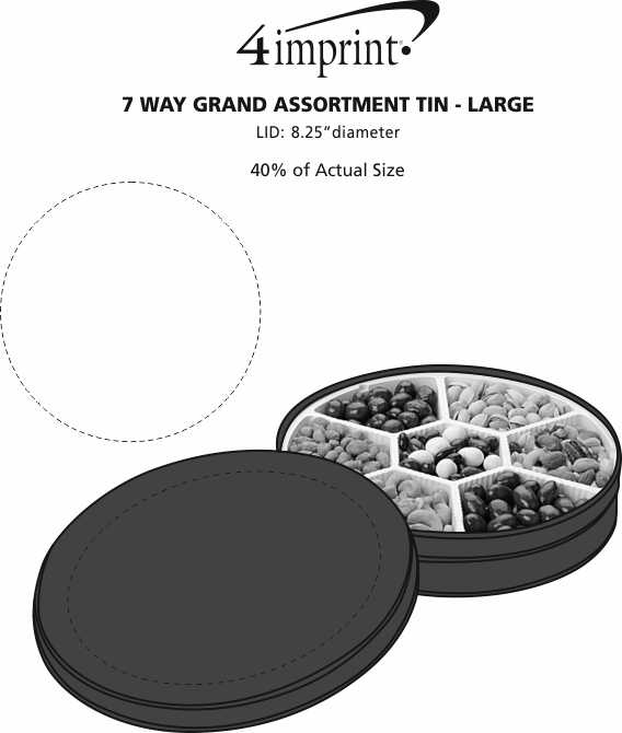 Imprint Area of 7 Way Grand Assortment Tin - Large