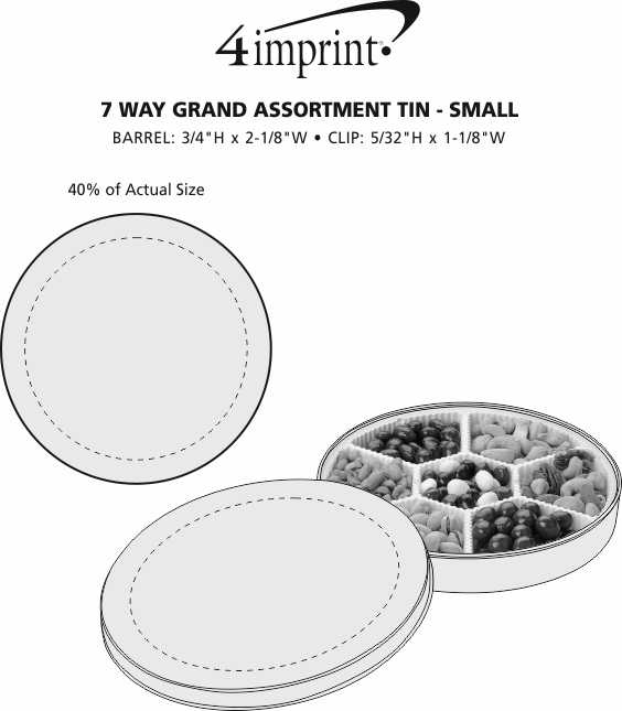 Imprint Area of 7 Way Grand Assortment Tin - Small