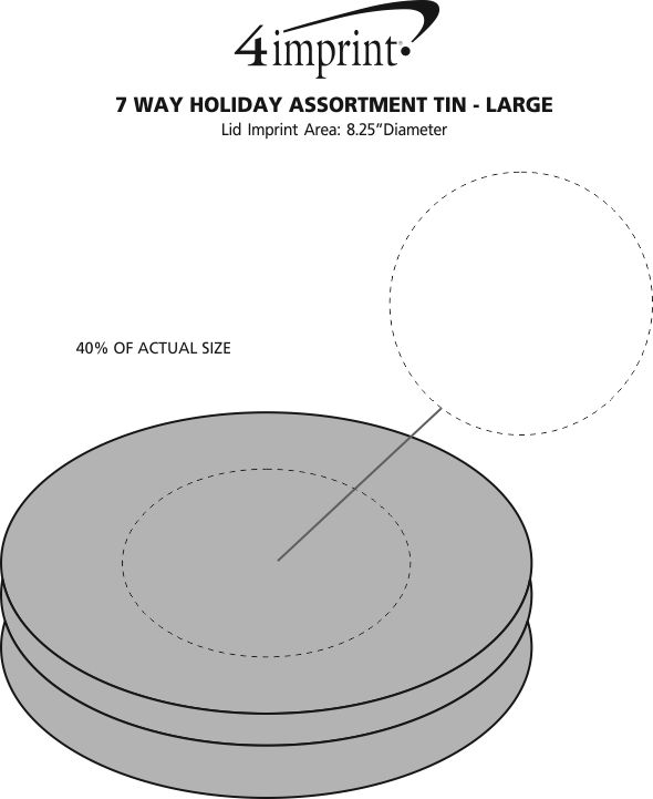 Imprint Area of 7 Way Holiday Assortment Tin - Large