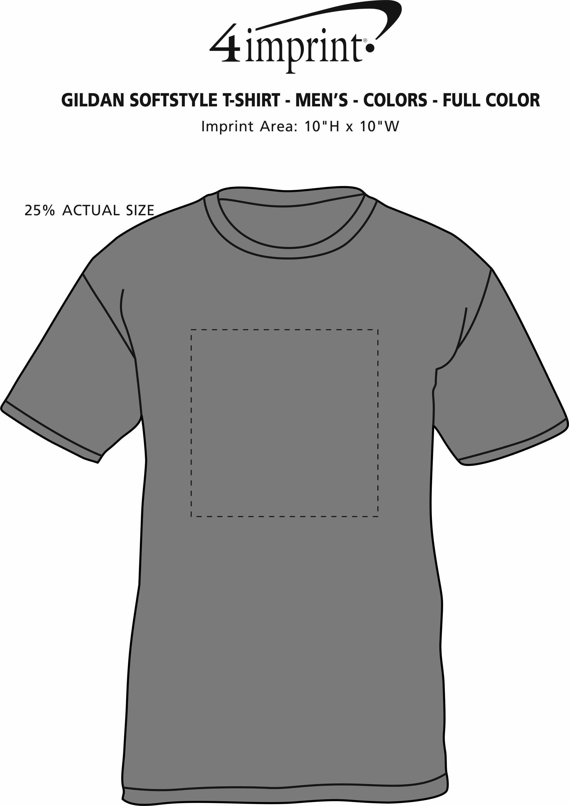 Imprint Area of Gildan Softstyle T-Shirt - Men's - Colors - Full Color