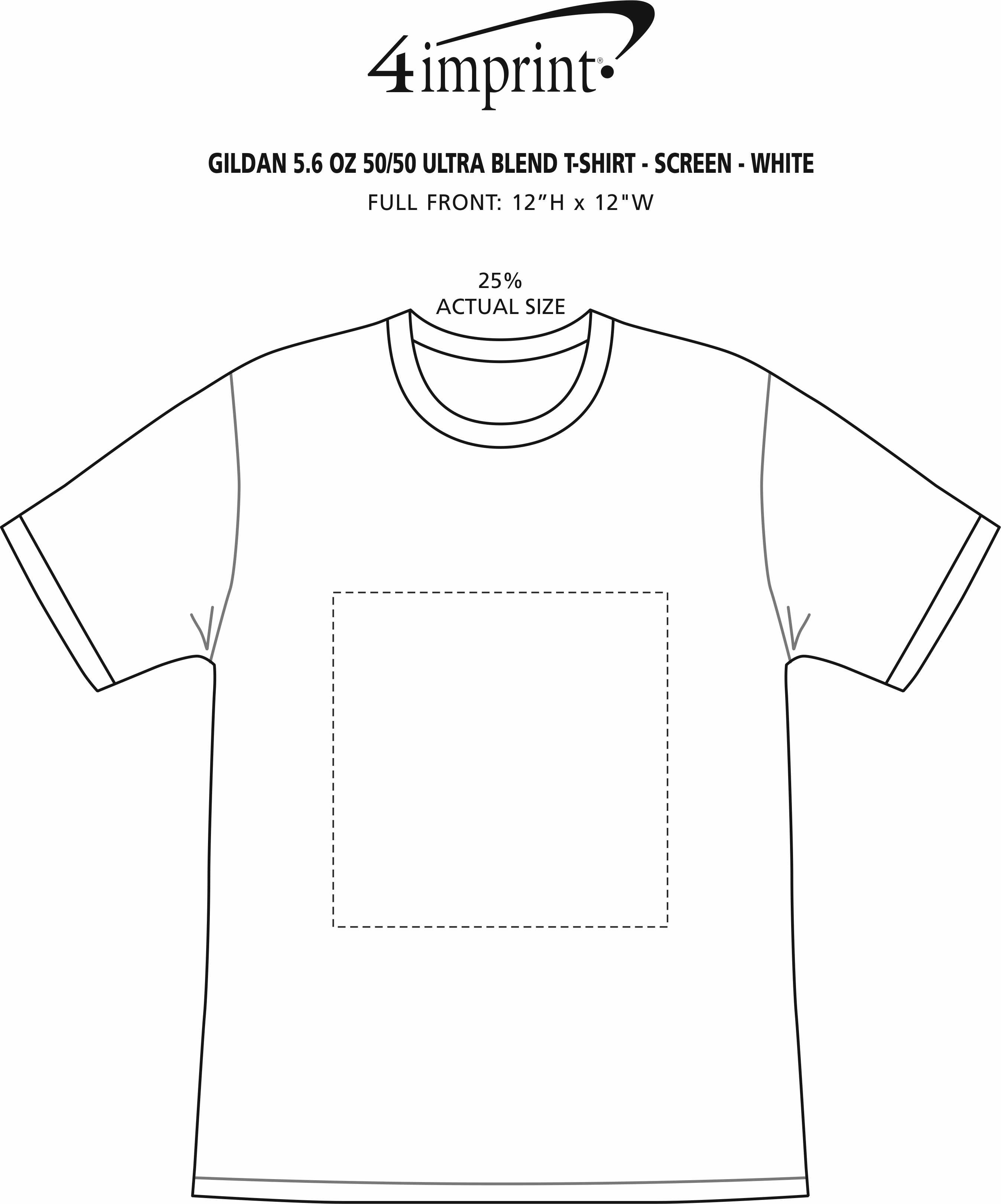 Imprint Area of Gildan 5.5 oz. DryBlend 50/50 T-Shirt - Screen - White