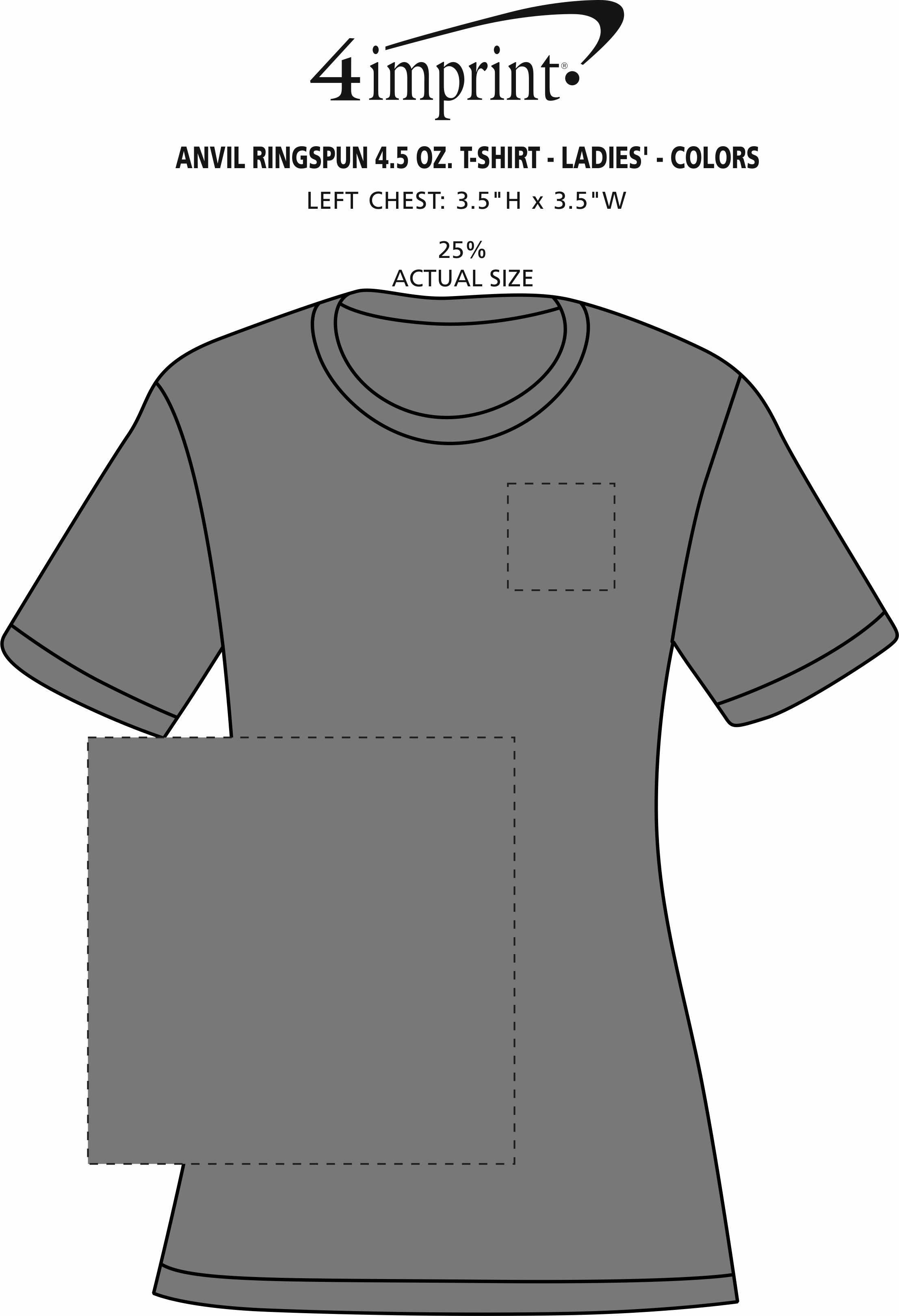Imprint Area of Gildan Lightweight T-Shirt - Ladies' - Colors