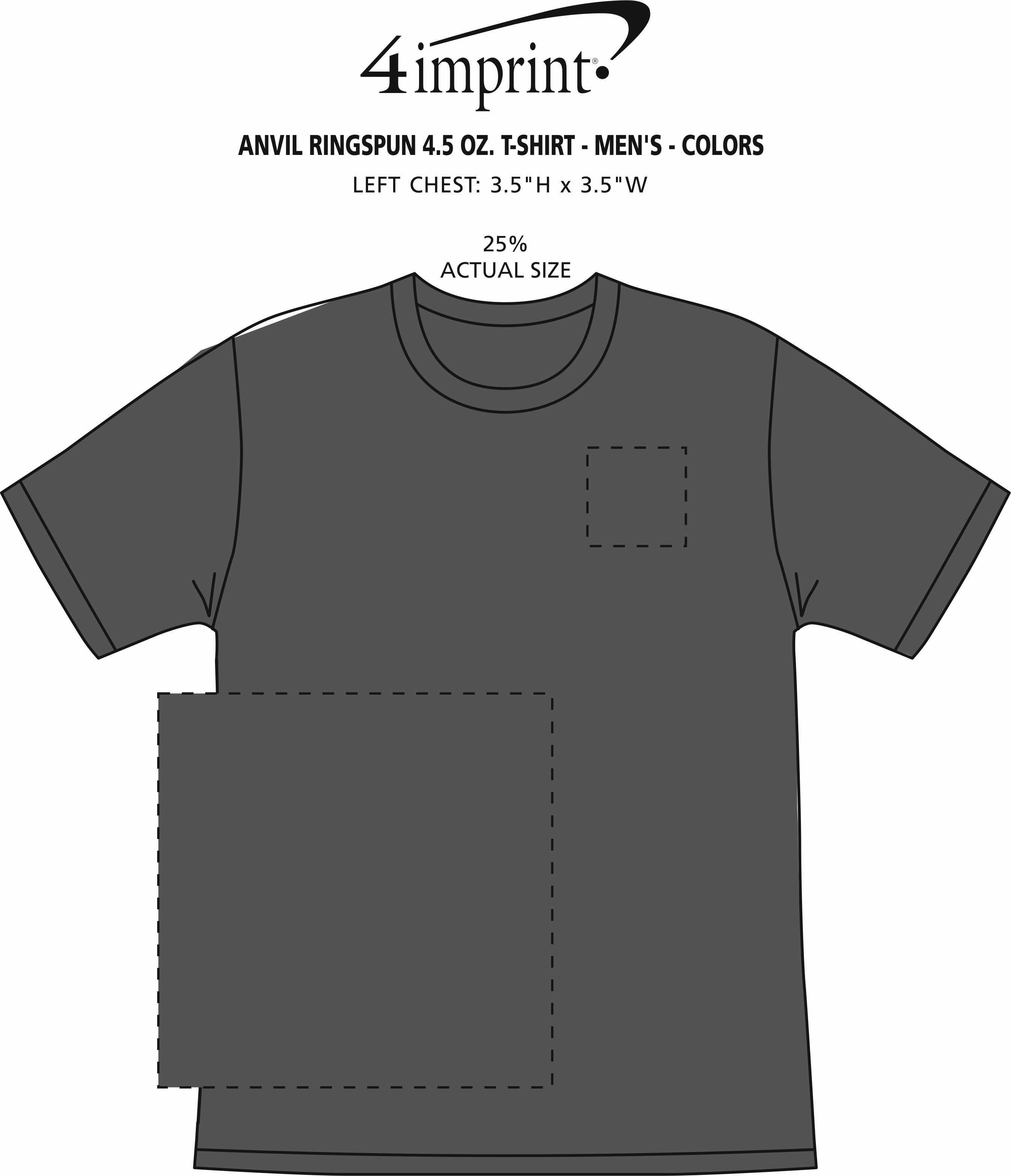 Imprint Area of Gildan Lightweight T-Shirt - Men's - Colors