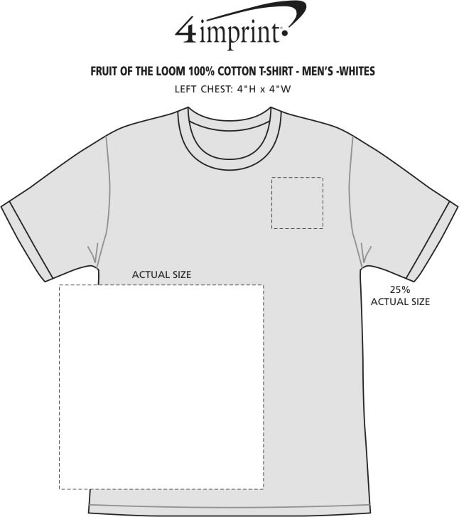 Imprint Area of Fruit of the Loom HD T-Shirt - Men's - White