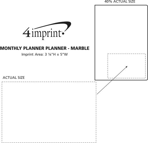 Imprint Area of Executive Monthly Planner - Marble