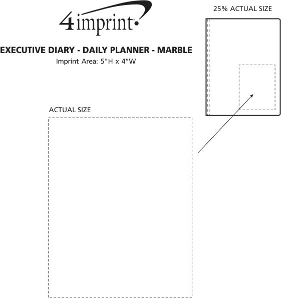 Imprint Area of Executive Diary - Daily Planner - Marble