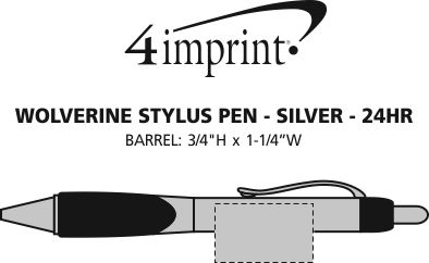 Imprint Area of Wolverine Stylus Pen - Silver - 24 hr