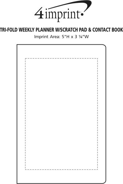 Imprint Area of Tri-Fold Weekly Planner with Notepad & Contact Book