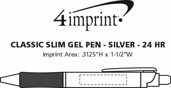 Imprint Area of Classic Slim Gel Pen - Silver - 24 hr