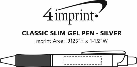 Imprint Area of Classic Slim Gel Pen - Silver