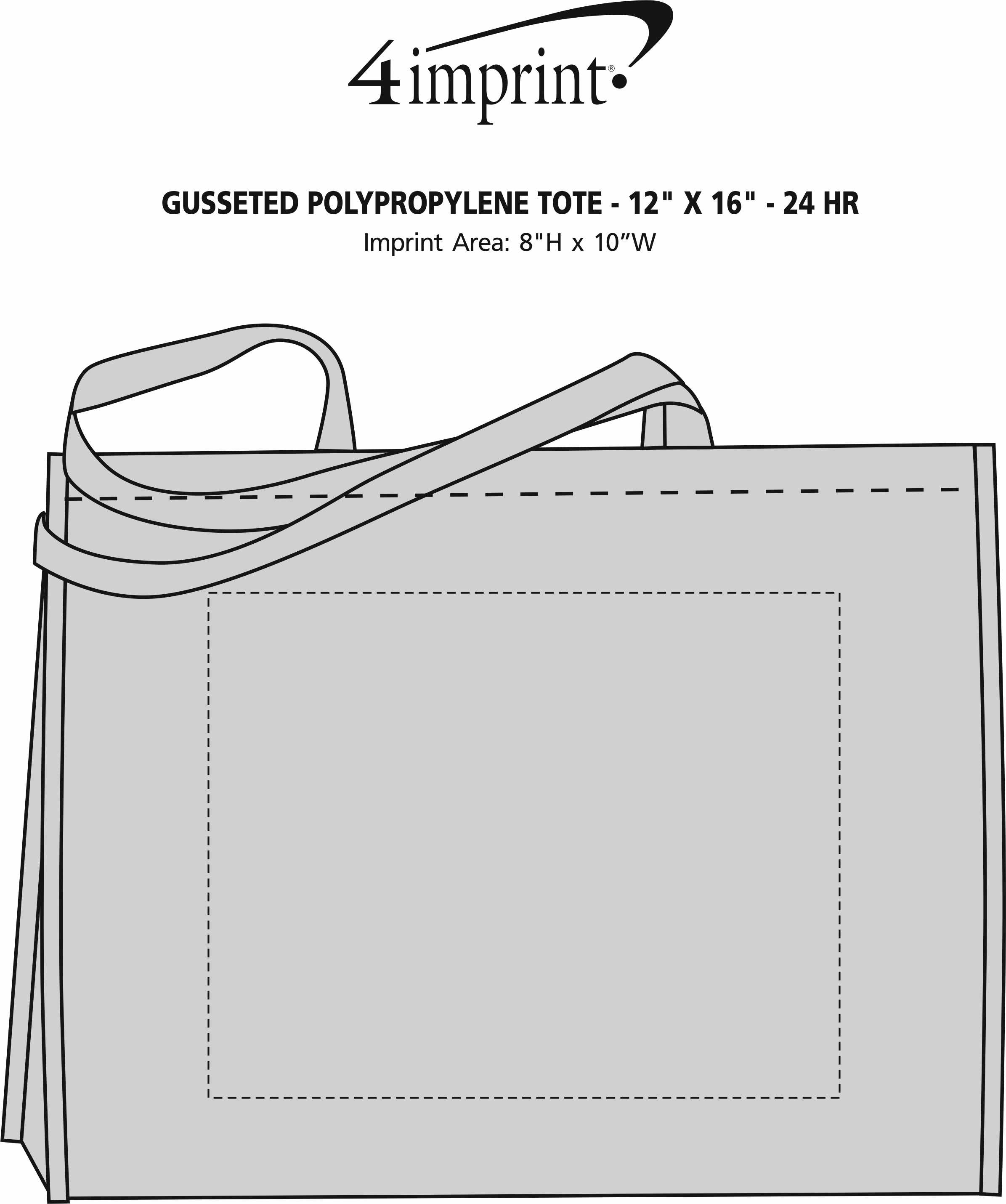 Imprint Area of Gusseted Polypropylene Tote - 12" x 16" - 24 hr