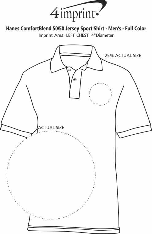 Imprint Area of Hanes ComfortBlend 50/50 Jersey Sport Shirt - Men's - Full Color