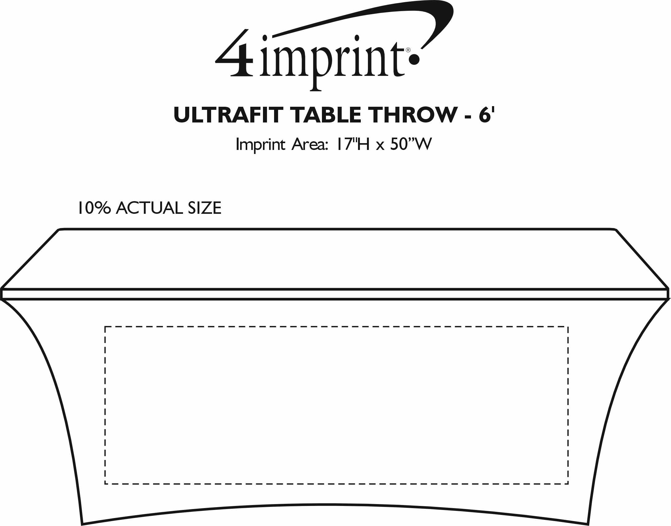 Imprint Area of Hemmed Closed-Back UltraFit Table Cover - 6'