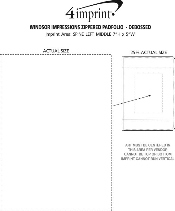 Imprint Area of Windsor Impressions Zippered Padfolio - Debossed