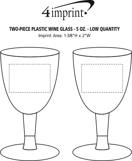 Imprint Area of 2-Piece Plastic Wine Glass - 5 oz. - Low Qty