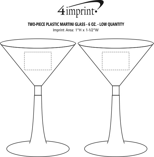 Imprint Area of 2-Piece Plastic Martini Glass - 6 oz. - Low Qty